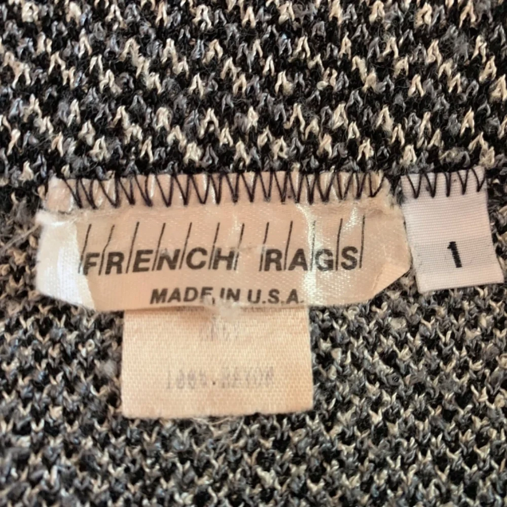 Vintage French Rags by Brenda French Midi Skirt Black Gray Textured Weave Size 1